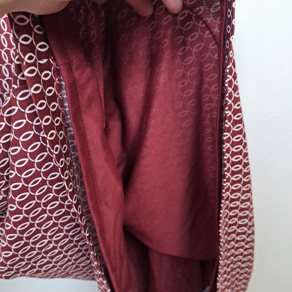 Boden Red White Swirl Pattern Cowl Neck Knee Length Lyocell Blend Dress Size 16 - Picture 4 of 7